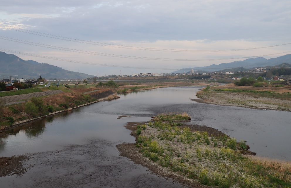 和歌山県・橋本高野橋から眺める紀ノ川 ２０２３年４月５日６時４５分